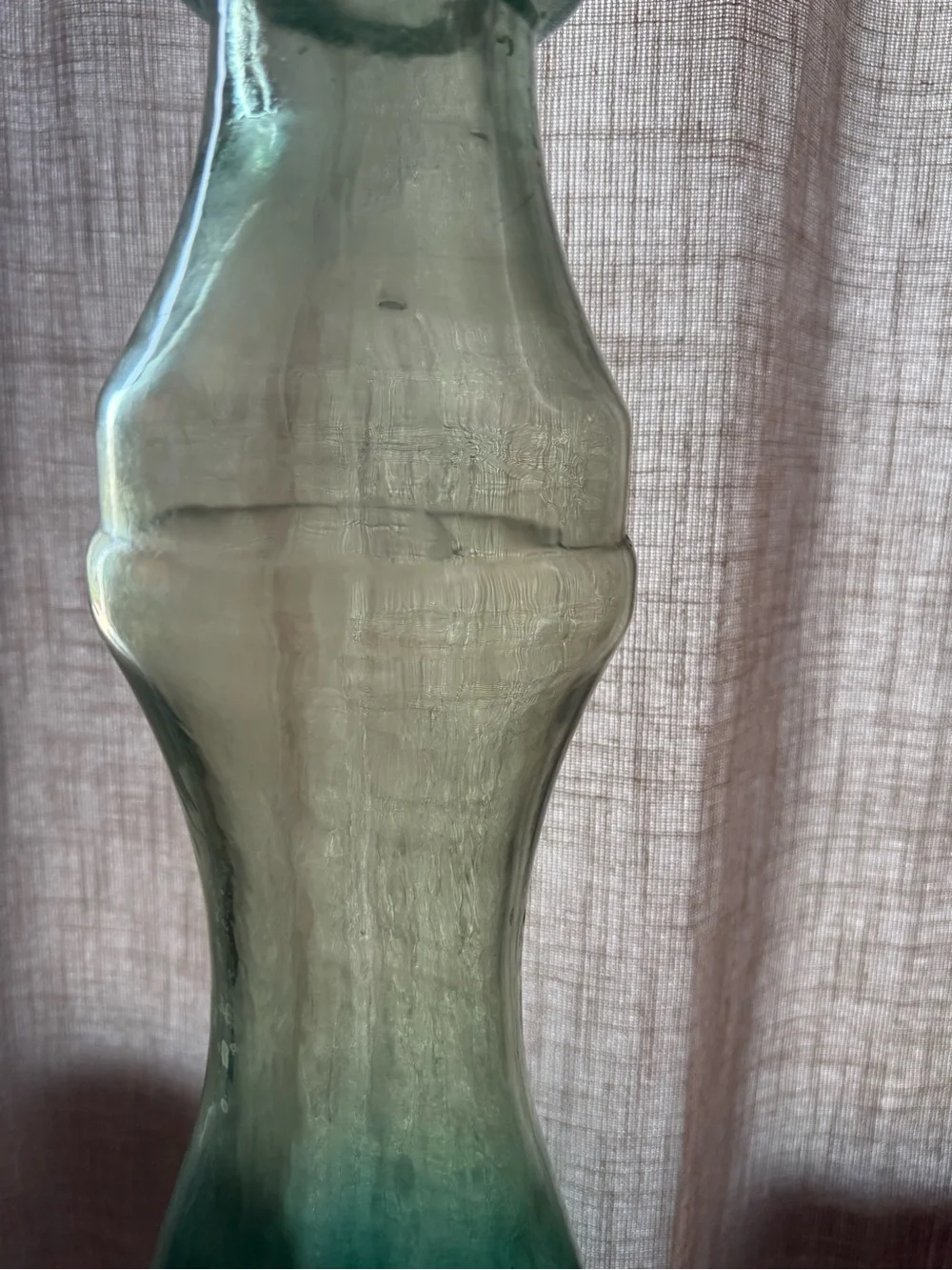 Tall Green Ombre Glass Candle Holder made in Spain 30”